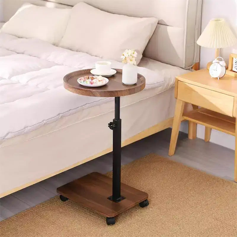 Table basse en forme de C, table d'appoint rotative à 360° pour petits espaces, table de chevet ronde mobile réglable en hauteur pour salon et chambre