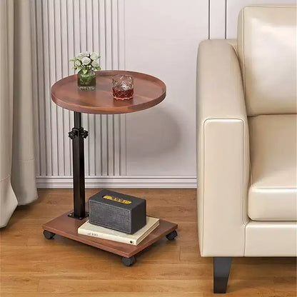 Table basse en forme de C, table d'appoint rotative à 360° pour petits espaces, table de chevet ronde mobile réglable en hauteur pour salon et chambre