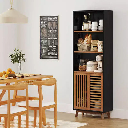 Costway 70 Bookshelf, 5-Tier Bookcase with Reversible Adjustable Shelf & Sliding Doors