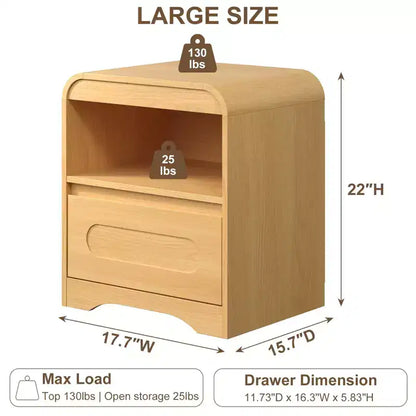 Night Stands for Bedroom Living Room with Drawer Storage Curved Bed Side Table
