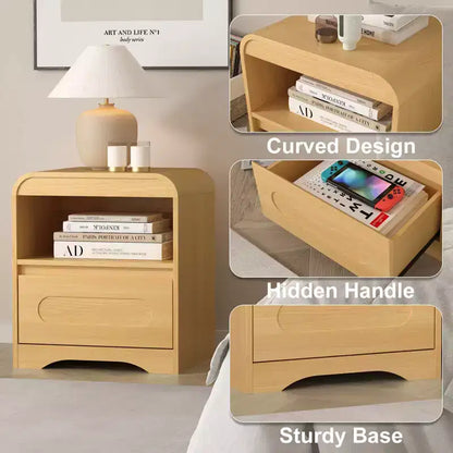 Night Stands for Bedroom Living Room with Drawer Storage Curved Bed Side Table