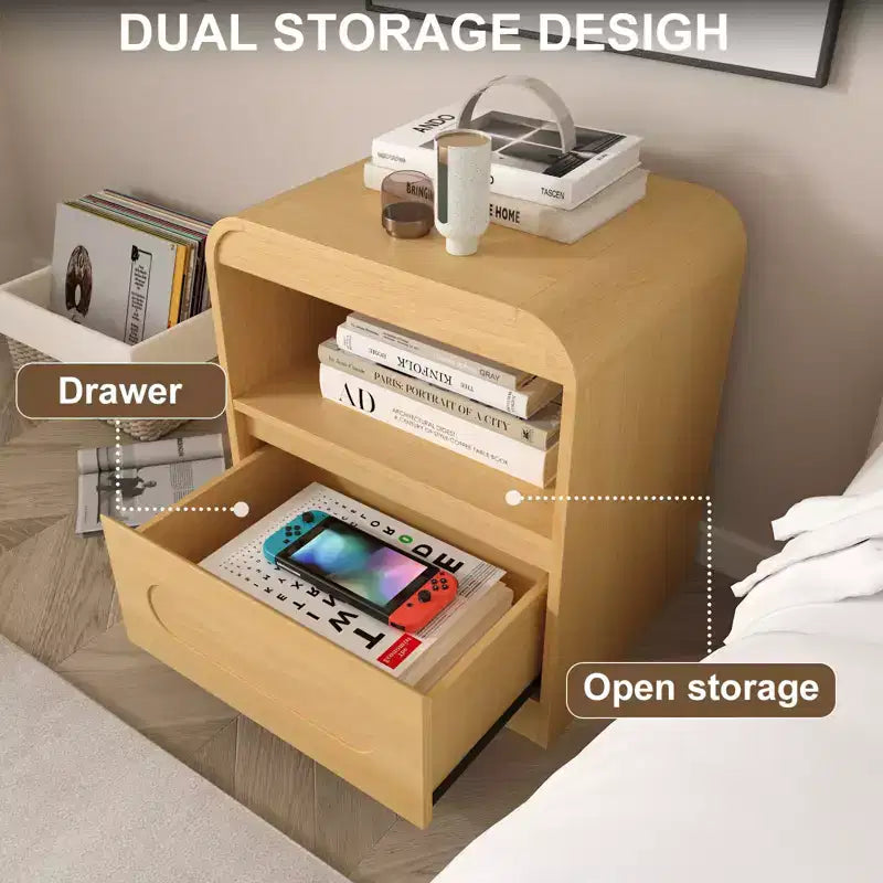 Night Stands for Bedroom Living Room with Drawer Storage Curved Bed Side Table