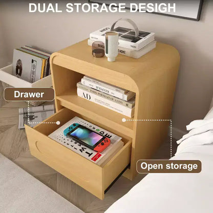 Night Stands for Bedroom Living Room with Drawer Storage Curved Bed Side Table