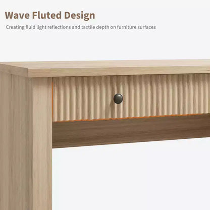 GustoWave Fluted Home Office Desk Storage, 54 Modern Executive Desk, Wooden Computer Writing Desk with File Cabinet & Drawers