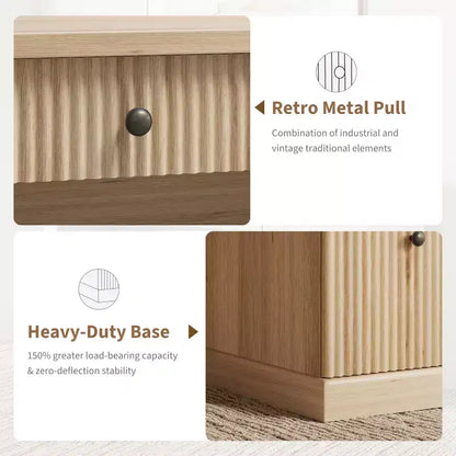 GustoWave Fluted Home Office Desk Storage, 54 Modern Executive Desk, Wooden Computer Writing Desk with File Cabinet & Drawers