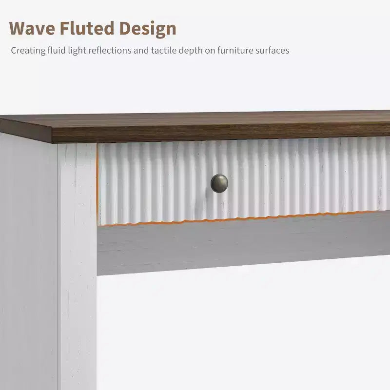 GustoWave Fluted Home Office Desk Storage, 54 Modern Executive Desk, Wooden Computer Writing Desk with File Cabinet & Drawers