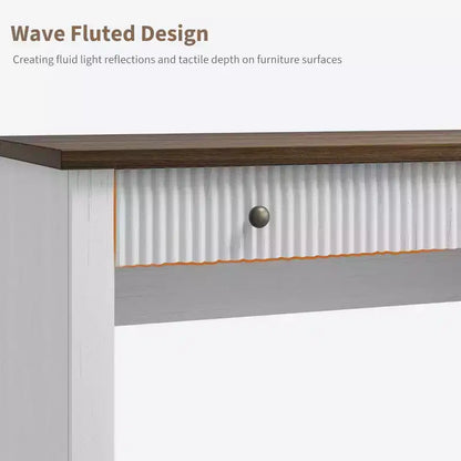 GustoWave Fluted Home Office Desk Storage, 54 Modern Executive Desk, Wooden Computer Writing Desk with File Cabinet & Drawers