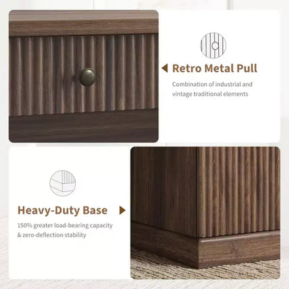 GustoWave Fluted Home Office Desk Storage, 54 Modern Executive Desk, Wooden Computer Writing Desk with File Cabinet & Drawers