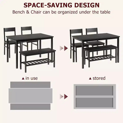 Dining Table Set for 4, with 1 Bench and 2 Chair