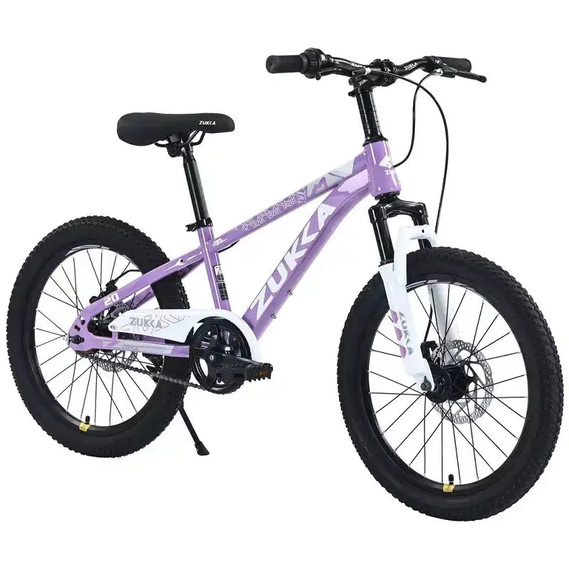 NAYSAYE Bicycle Mountain Bike Durable Steel Frame with Suspension Fork for Kids Outdoor Riding, Purple, 54.33*22.44*32.48