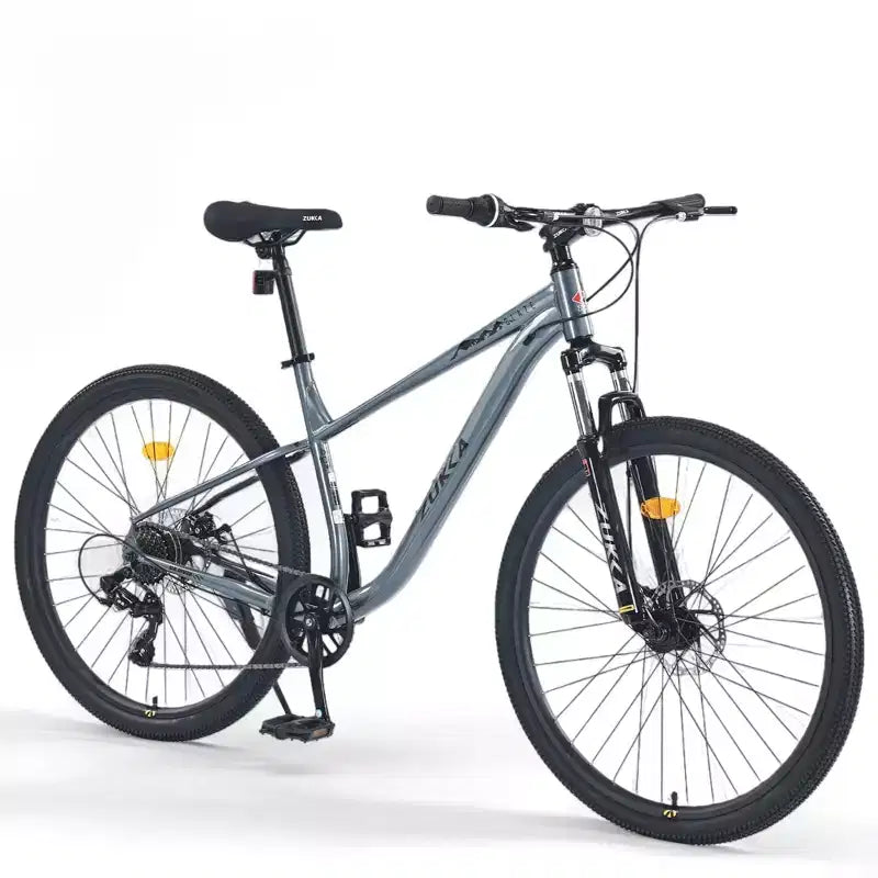 NAYSAYE 27.5 Inch 8 Speed MTB Mountain Bike with Front Suspension Durable Steel Frame for Men Women Terrain Adventures, Grey, 68.5*27.1*40.55
