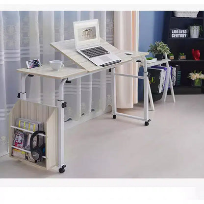 Acekool Overbed Table with Wheels, Adjustable Height & Length, Heavy-Duty Mobile Laptop Cart & Dining Table for Bedroom, Hospital, Home, Living Room