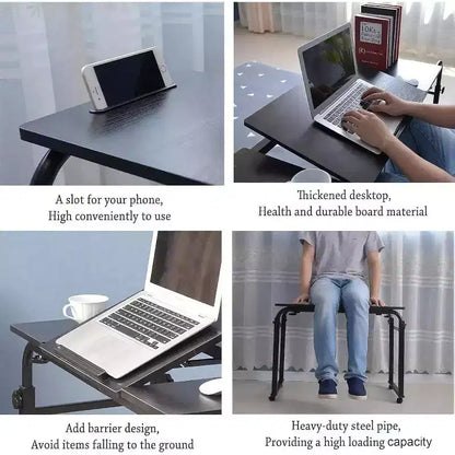Acekool Overbed Table with Wheels, Adjustable Height & Length, Heavy-Duty Mobile Laptop Cart & Dining Table for Bedroom, Hospital, Home, Living Room