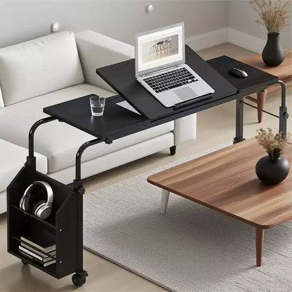 Acekool Overbed Table with Wheels, Adjustable Height & Length, Heavy-Duty Mobile Laptop Cart & Dining Table for Bedroom, Hospital, Home, Living Room