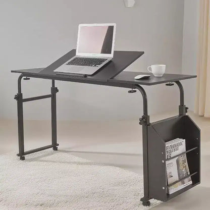 Acekool Overbed Table with Wheels, Adjustable Height & Length, Heavy-Duty Mobile Laptop Cart & Dining Table for Bedroom, Hospital, Home, Living Room