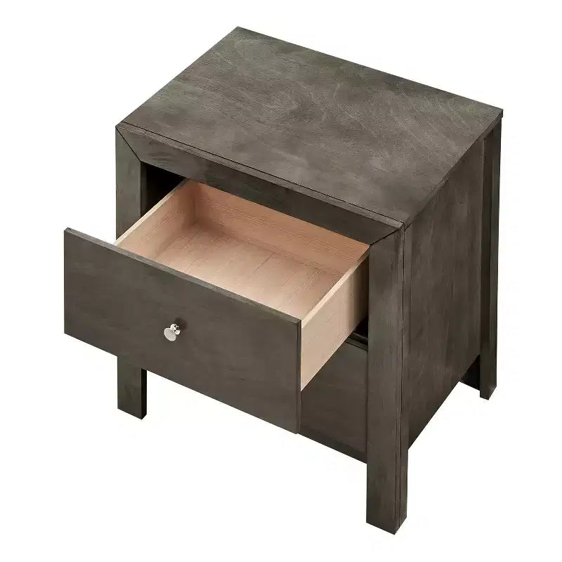 HomeStock Grey Nightstand 25x22x17 with Two Spacious Drawers, Compact Bedside Table for Bedroom Storage and Transitional Style Decor