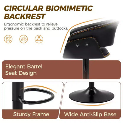 KERDOM Lot de 4 tabourets de bar, chaises de bar pivotantes modernes réglables, hauteur réglable rembourrée en similicuir pour salon, noir