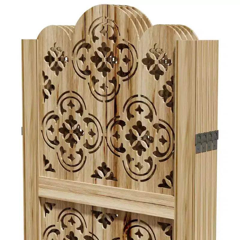 MAYEERTY 63*67 in Wood Room Divider Folding Privacy Screen Freestanding Partition for Indoor, 4-Panels, Brown