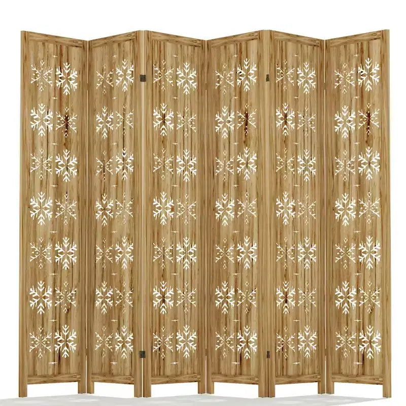 MAYEERTY Paravent en bois de 95*67 po, Cloison Autoportante Pliante pour Intérieur, 6 Panneaux, Marron