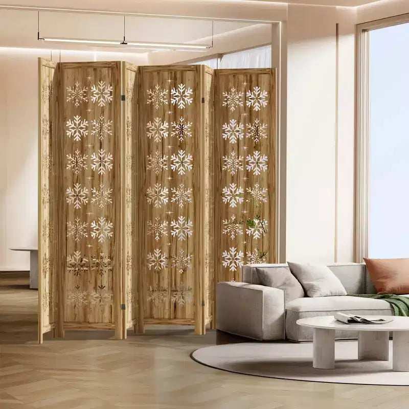 MAYEERTY Paravent en bois de 95*67 po, Cloison Autoportante Pliante pour Intérieur, 6 Panneaux, Marron