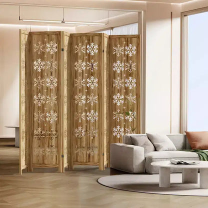 MAYEERTY Paravent en bois de 95*67 po, Cloison Autoportante Pliante pour Intérieur, 6 Panneaux, Marron