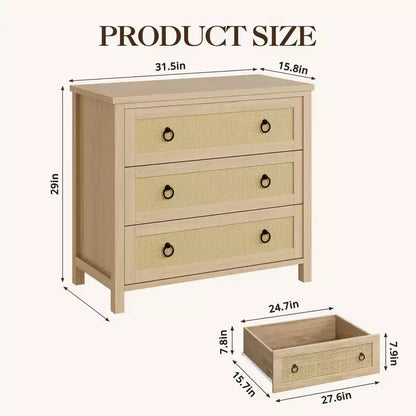 Commode 7 tiroirs en rotin, commode bohème pour chambre à coucher, commode, organisateur de placard, commode en bois naturel pour chambre à coucher, salon, entrée