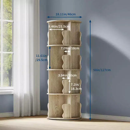 Coolmee 4 Tier Rotating Bookshelf Tower, Spinning Corner Bookshelf for Small Spaces, Revolving 360 Degree Bookcase Storage Rack Tower