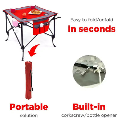 HOMLUX Portable Outdoor Adjustable Height Folding Wine Table with Cup Holders, Storage Bag