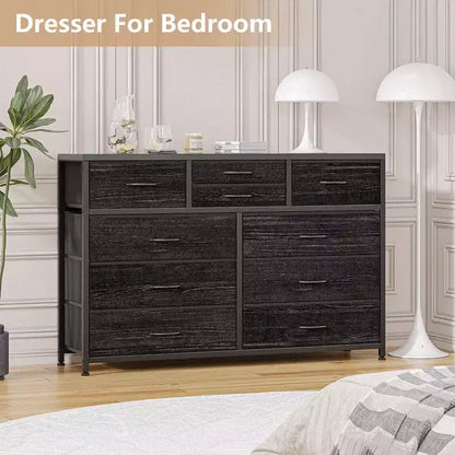 Commode à 10 tiroirs en tissu pour chambre, Commode de rangement moderne