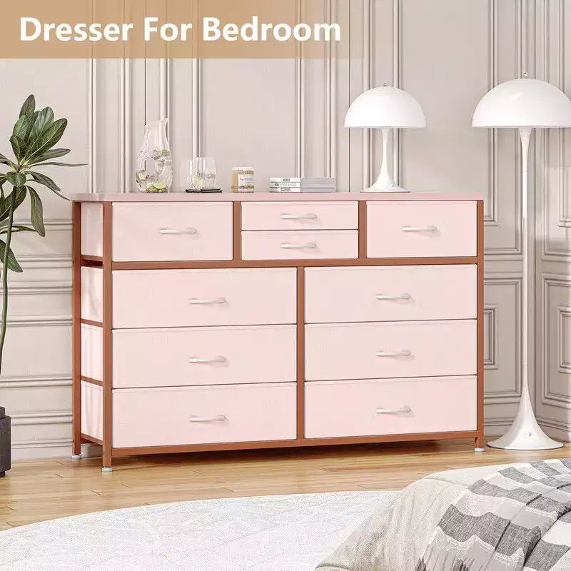 Commode à 10 tiroirs en tissu pour chambre, Commode de rangement moderne