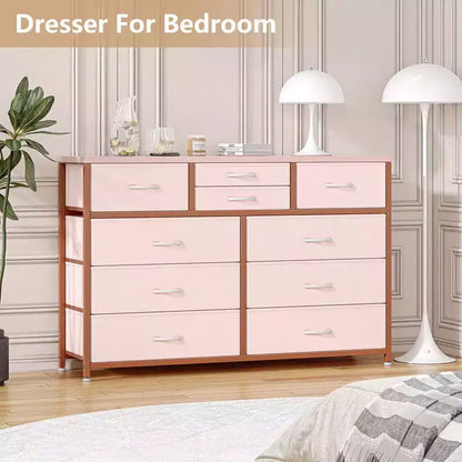 Commode à 10 tiroirs en tissu pour chambre, Commode de rangement moderne
