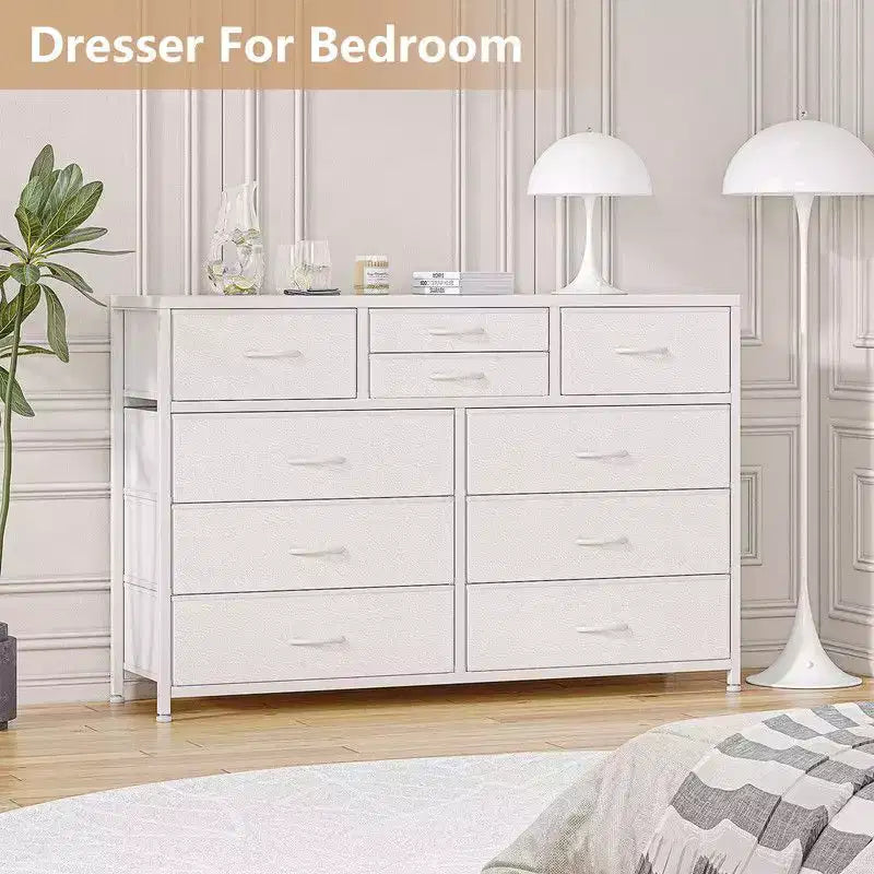 Commode à 10 tiroirs en tissu pour chambre, Commode de rangement moderne