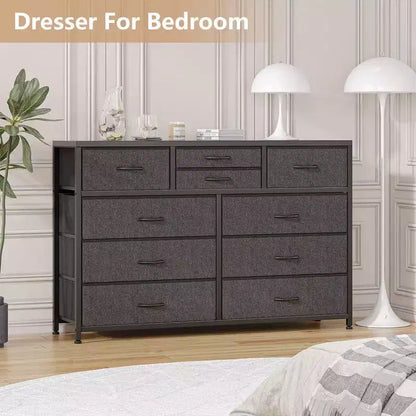 Commode à 10 tiroirs en tissu pour chambre, Commode de rangement moderne