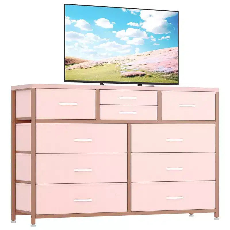 Commode à 10 tiroirs en tissu pour chambre, Commode de rangement moderne