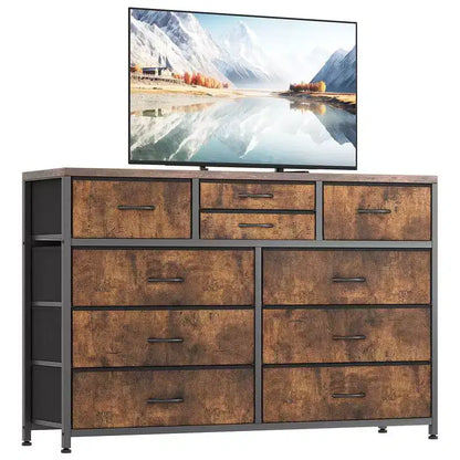 Commode à 10 tiroirs en tissu pour chambre, Commode de rangement moderne
