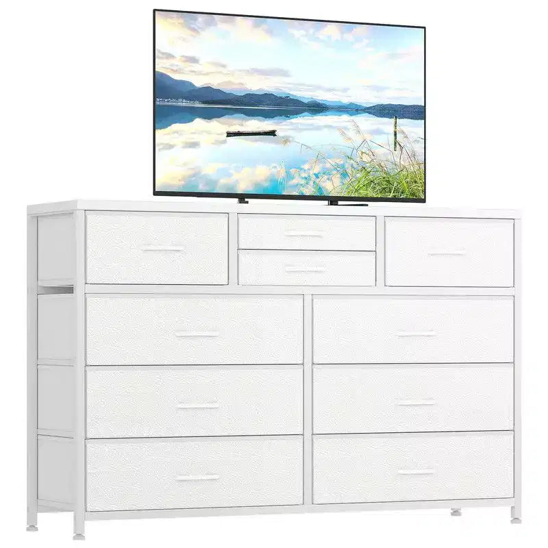 Commode à 10 tiroirs en tissu pour chambre, Commode de rangement moderne