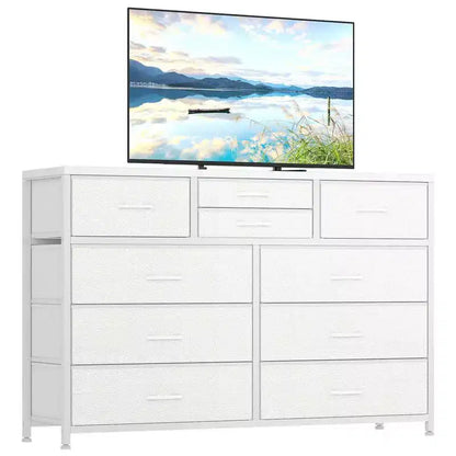 Commode à 10 tiroirs en tissu pour chambre, Commode de rangement moderne