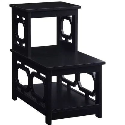 Table d'appoint HomeStock Belmont à 2 niveaux avec design contemporain en forme de L, trois étagères de rangement pour le salon ou le bureau à domicile