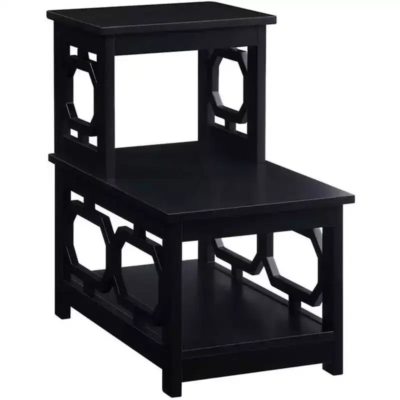 Table d'appoint HomeStock Belmont à 2 niveaux avec design contemporain en forme de L, trois étagères de rangement pour le salon ou le bureau à domicile