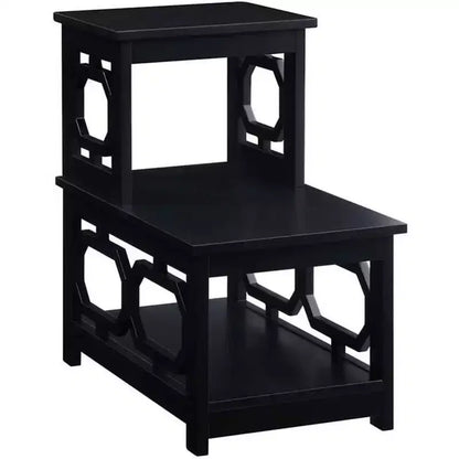 Table d'appoint HomeStock Belmont à 2 niveaux avec design contemporain en forme de L, trois étagères de rangement pour le salon ou le bureau à domicile