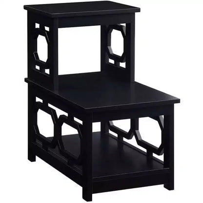 Table d'appoint HomeStock Belmont à 2 niveaux avec design contemporain en forme de L, trois étagères de rangement pour le salon ou le bureau à domicile