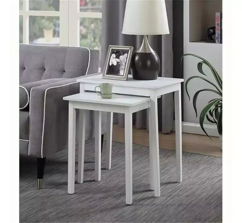 HomeStock Belmont Three Tier End Table with Hidden Storage Drawer, Open Shelves and Nickel Knob Perfect for Organizing Accessories
