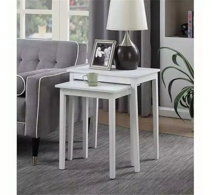 HomeStock Belmont Three Tier End Table with Hidden Storage Drawer, Open Shelves and Nickel Knob Perfect for Organizing Accessories