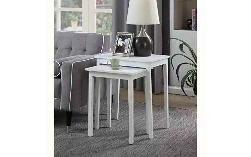 HomeStock Belmont Three Tier End Table with Hidden Storage Drawer, Open Shelves and Nickel Knob Perfect for Organizing Accessories