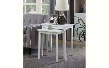 HomeStock Belmont Three Tier End Table with Hidden Storage Drawer, Open Shelves and Nickel Knob Perfect for Organizing Accessories