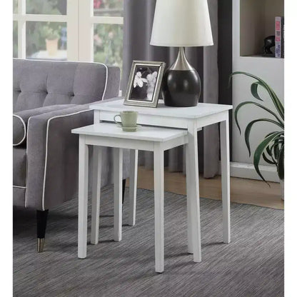 HomeStock Belmont Three Tier End Table with Hidden Storage Drawer, Open Shelves and Nickel Knob Perfect for Organizing Accessories