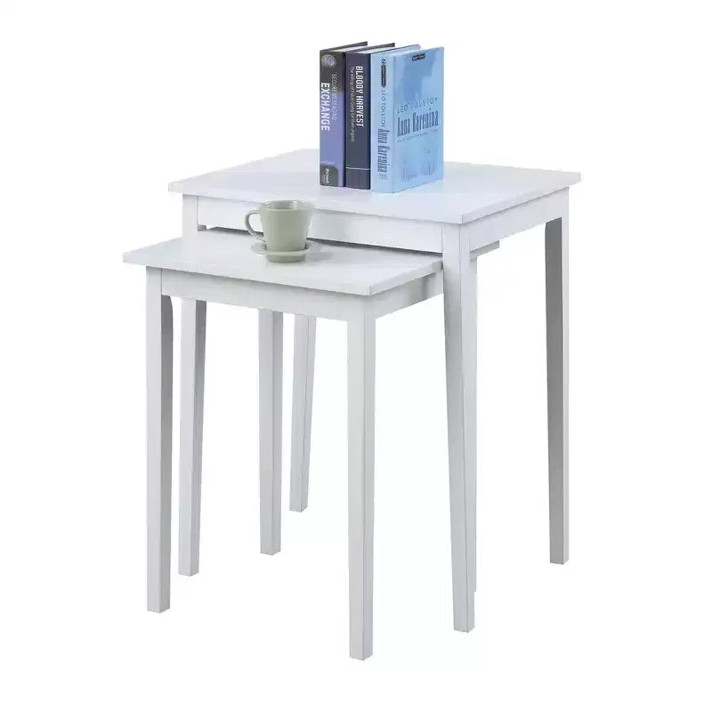 HomeStock Belmont Three Tier End Table with Hidden Storage Drawer, Open Shelves and Nickel Knob Perfect for Organizing Accessories