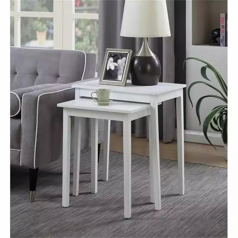HomeStock Belmont Three Tier End Table with Hidden Storage Drawer, Open Shelves and Nickel Knob Perfect for Organizing Accessories