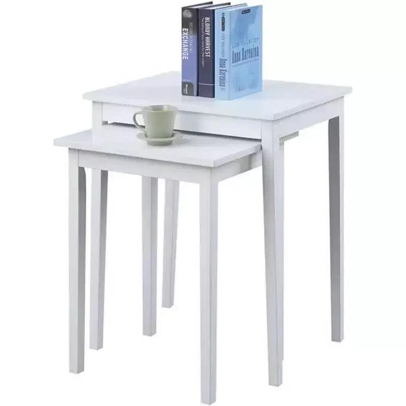 HomeStock Belmont Three Tier End Table with Hidden Storage Drawer, Open Shelves and Nickel Knob Perfect for Organizing Accessories