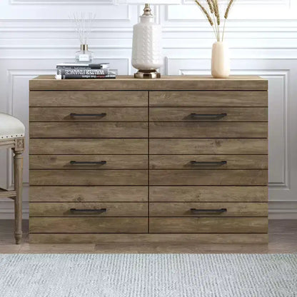 Galano Hamsper 6 Drawer Dresser (Interlock) - Knotty Oak